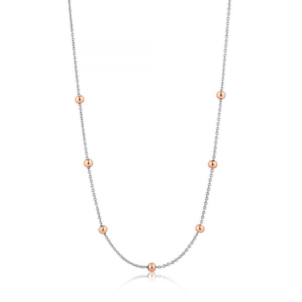 Orbit Beaded Necklace in Sterling Silver and Rose Gold Conti Jewelers Endwell, NY