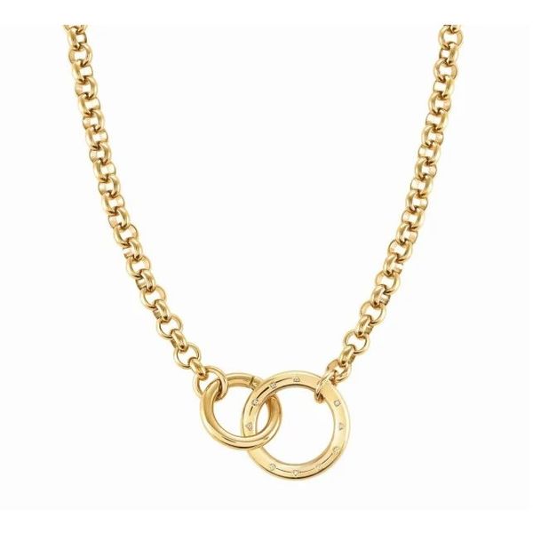 Colored Infinito Necklace w/ Cubic Zirconia in Stainless Steel w/ PVD Finish in Yellow Gold Conti Jewelers Endwell, NY