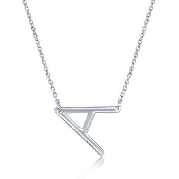 Sterling Silver Sideways 'A' Initial Necklace Conti Jewelers Endwell, NY
