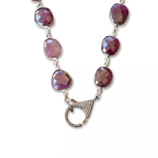 Ruby Moonstone Rock Candy Necklace in Silver Image 2 Conti Jewelers Endwell, NY
