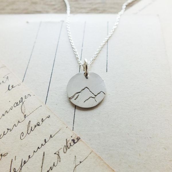 Mountain Round Charm Necklace in Sterling Silver Conti Jewelers Endwell, NY