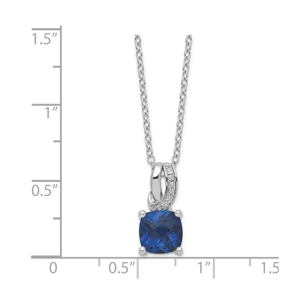 Sterling Silver Created Sapphire and Diamond Necklace Image 3 Conti Jewelers Endwell, NY