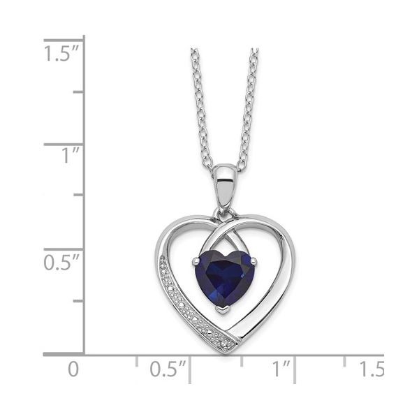 Sterling Silver Created Sapphire and Diamond Necklace Image 2 Conti Jewelers Endwell, NY