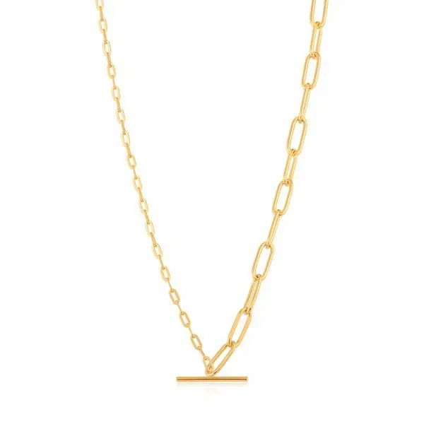 Gold Mixed Link T-bar Necklace Conti Jewelers Endwell, NY