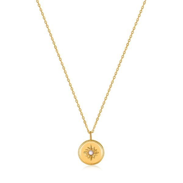 Gold Mother of Pearl Sun Pendant Necklace Conti Jewelers Endwell, NY