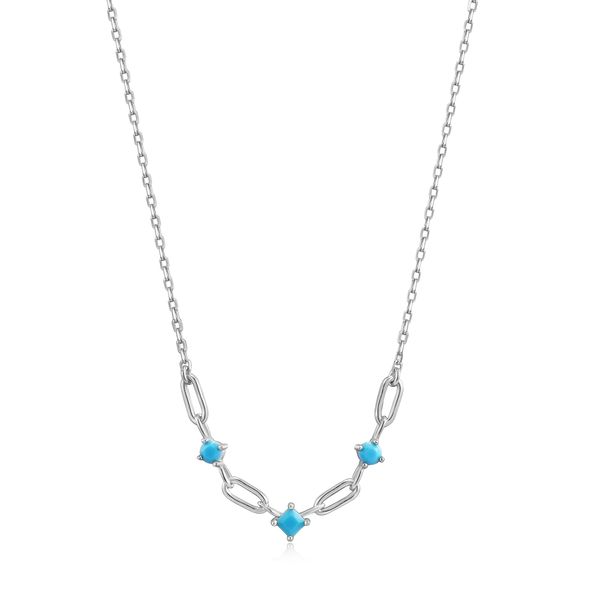 Turquoise Silver Link Necklace Conti Jewelers Endwell, NY