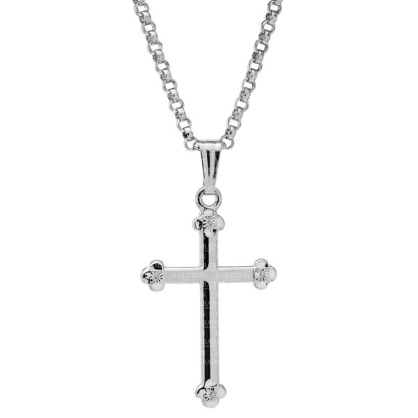 Embossed Cross Necklace in Sterling Silver Image 2 Conti Jewelers Endwell, NY