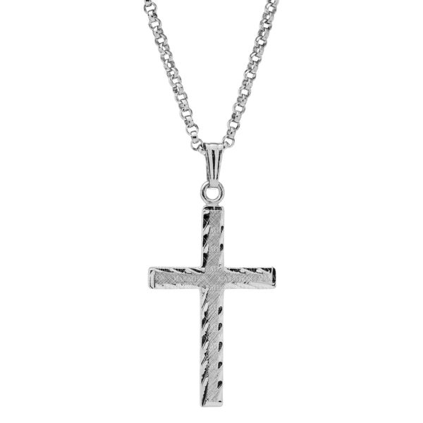 Hand Engraved Cross Necklace in Sterling Silver Image 2 Conti Jewelers Endwell, NY