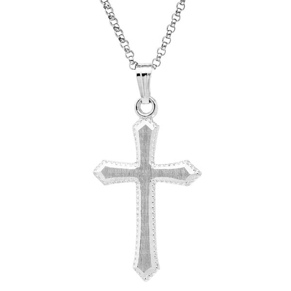 Hand Engraved Cross Necklace in Sterling Silver Image 2 Conti Jewelers Endwell, NY