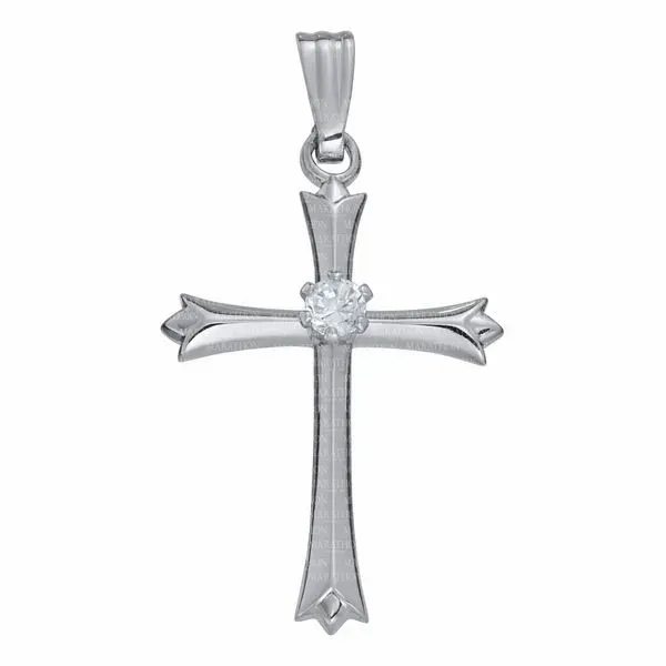 Cross Necklace with Cubic Zirconia in Sterling Silver Conti Jewelers Endwell, NY