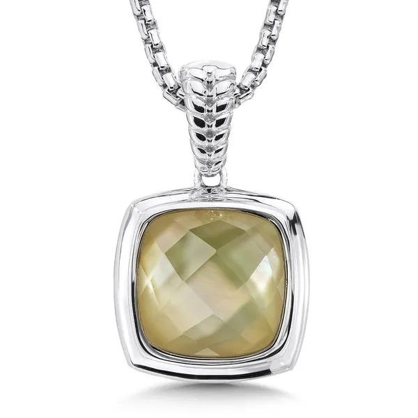 White Quartz & Dyed Golden Mother of Pearl Necklace in Sterling Silver Conti Jewelers Endwell, NY