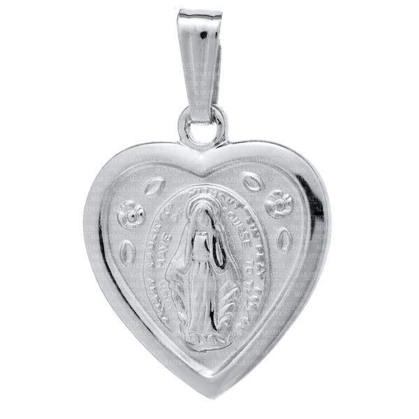Heart Shaped Miraculous Medal in Sterling Silver Conti Jewelers Endwell, NY