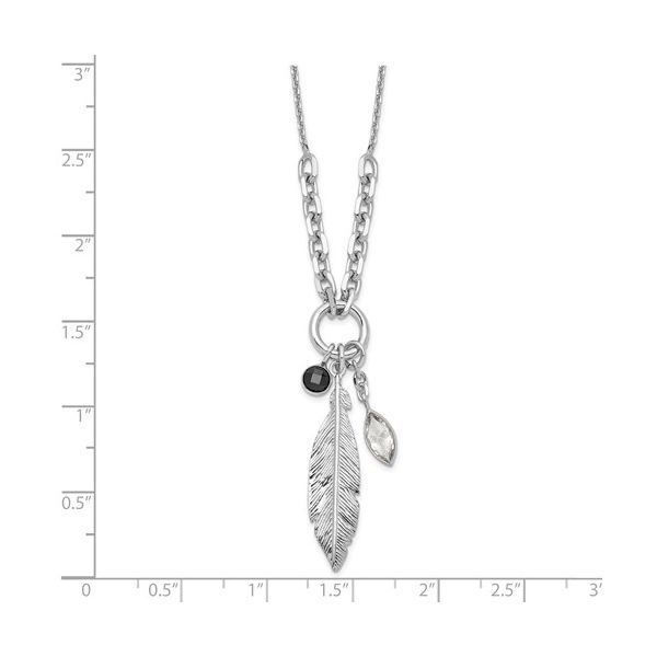 Feather Necklace with Cubic Zirconia in Sterling Silver Image 2 Conti Jewelers Endwell, NY