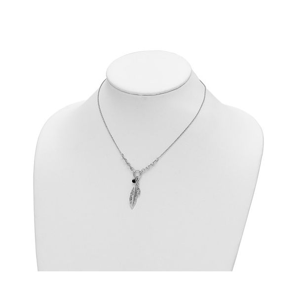 Feather Necklace with Cubic Zirconia in Sterling Silver Image 3 Conti Jewelers Endwell, NY