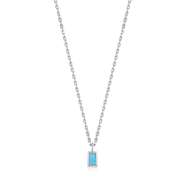 Turquoise Drop Pendant Silver Necklace Conti Jewelers Endwell, NY