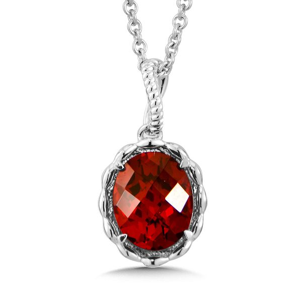 Garnet Pendant Necklace in Sterling Silver Conti Jewelers Endwell, NY