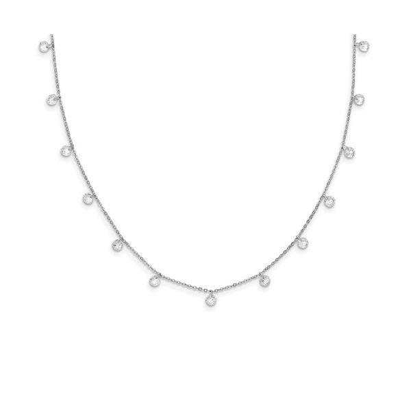 Cubic Zirconia Station Necklace in Sterling Silver Image 3 Conti Jewelers Endwell, NY
