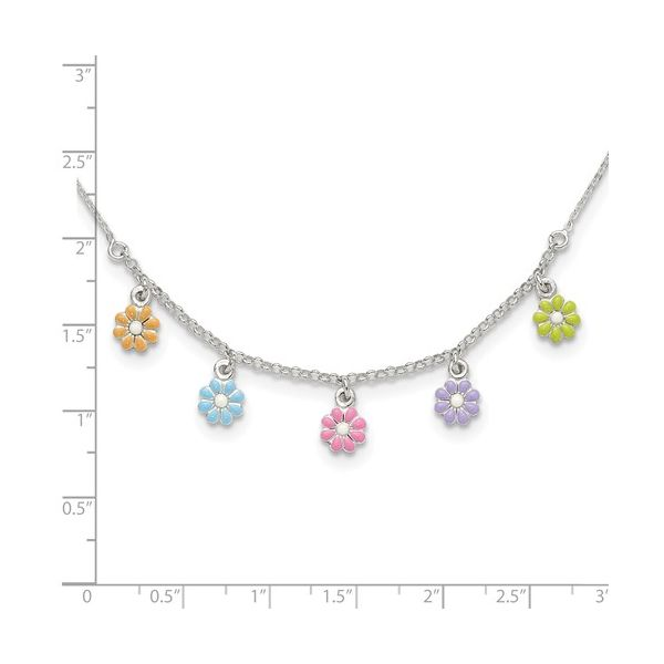 Girls Enamel Flower Station Necklace in Sterling Silver Conti Jewelers Endwell, NY