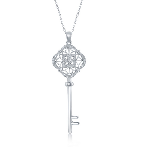 Sterling Silver Design Top Key, Diamond Pendant Conti Jewelers Endwell, NY