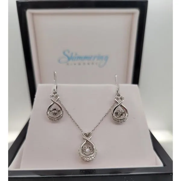 Shimmering Diamonds Heart Necklace & Earrings Set Conti Jewelers Endwell, NY
