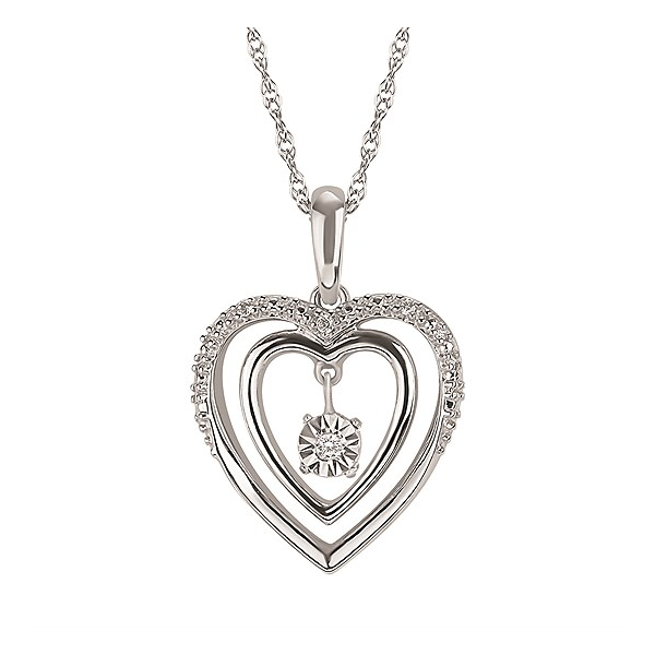 Heart Drop Pendant In Sterling Silver With .03 Ctw. Diamonds Conti Jewelers Endwell, NY