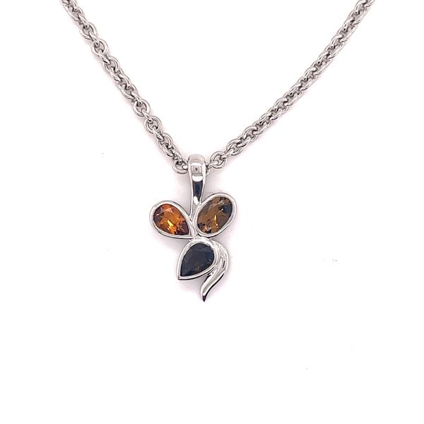 Three Stone Sterling Silver Citrine Necklace Conti Jewelers Endwell, NY