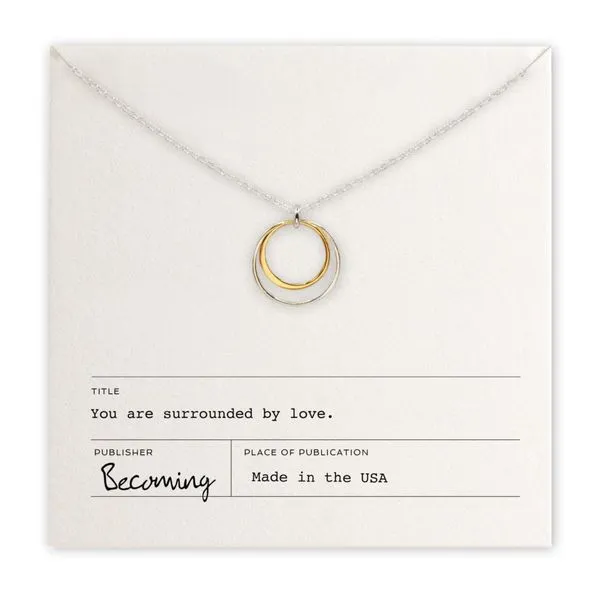 Surrounded By Love Necklace in Sterling Silver and Yellow Gold Conti Jewelers Endwell, NY