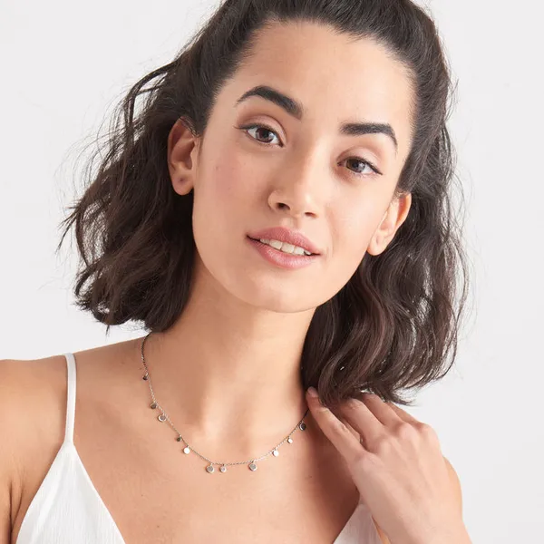 Geometry Mixed Discs Necklace in Sterling Silver Image 2 Conti Jewelers Endwell, NY