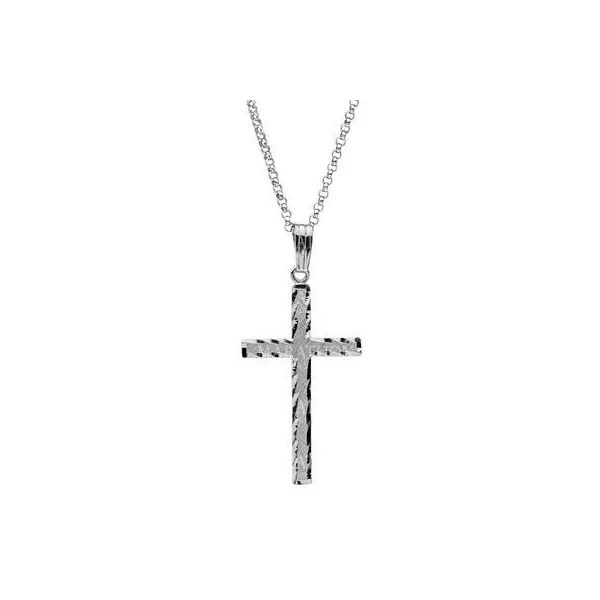 Adult Hand Engraved Cross Necklace in Sterling Silver (18x29mm) Image 2 Conti Jewelers Endwell, NY