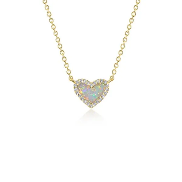 Opal Halo Heart Necklace in Yellow Gold Conti Jewelers Endwell, NY