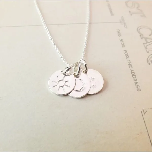 Sun Moon and Stars Necklace in Sterling Silver Image 3 Conti Jewelers Endwell, NY