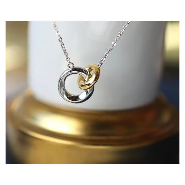 Bevel Cirque Link Golden Necklet in Sterling Silver & 18k Yellow Gold Image 2 Conti Jewelers Endwell, NY