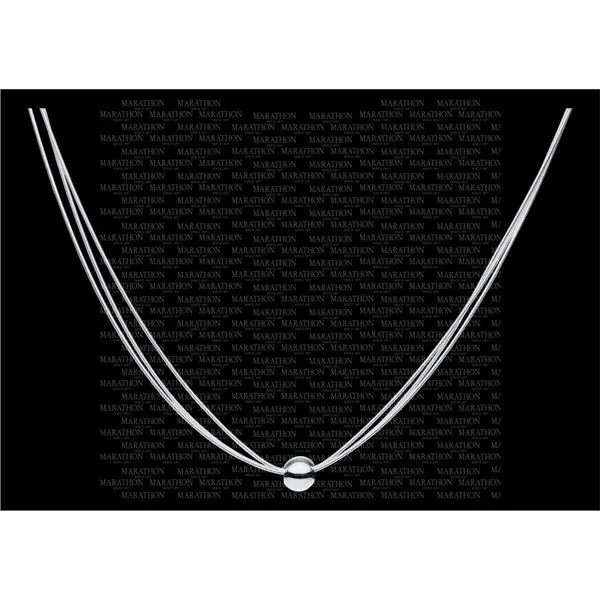 3 Strand 1 Bead Necklace in Sterling Silver, 16-18