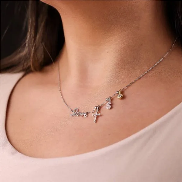 1/4 Ctw. Simulated Diamond Love Charm Necklace in Sterling Silver Image 2 Conti Jewelers Endwell, NY
