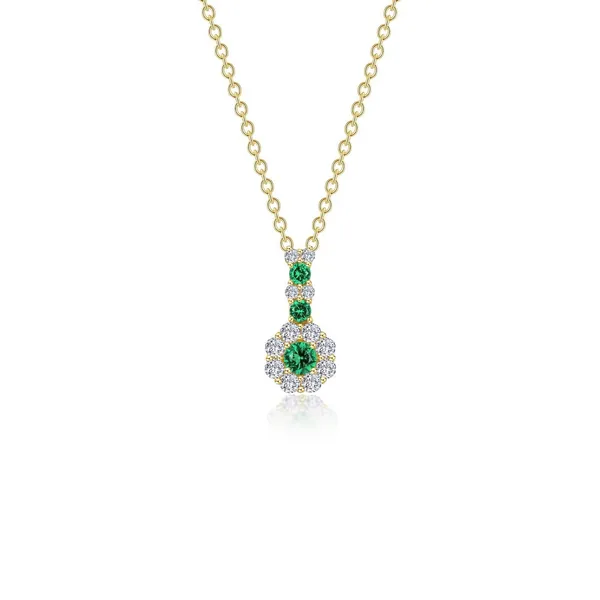 .58 ct. tw. Simulated Emerald & Diamond Necklace in Yellow Gold-Plated Sterling Silver Conti Jewelers Endwell, NY