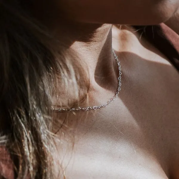 Heart Chain Necklace in Sterling Silver Image 2 Conti Jewelers Endwell, NY