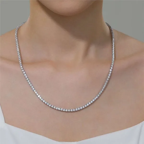 14 1/2 Ctw. Simulated Diamond Tennis Necklace in Sterling Silver Image 2 Conti Jewelers Endwell, NY