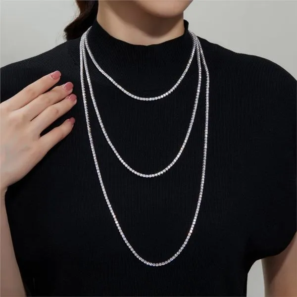 14 1/2 Ctw. Simulated Diamond Tennis Necklace in Sterling Silver Image 3 Conti Jewelers Endwell, NY