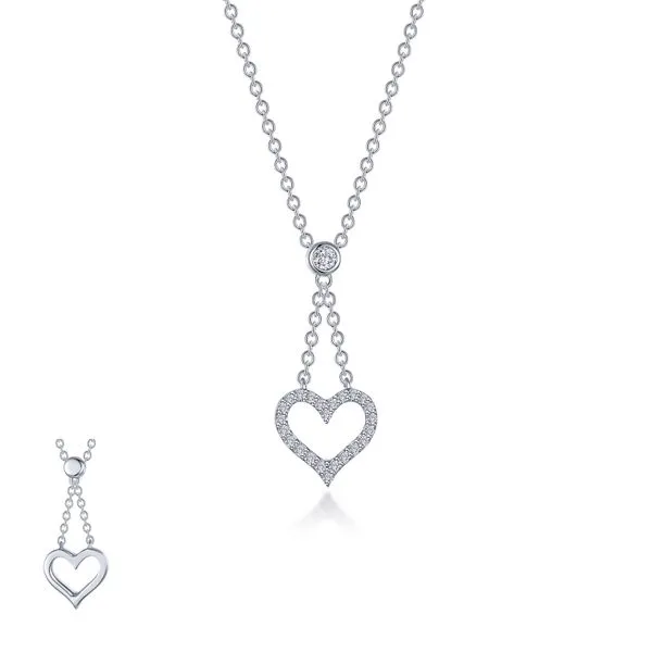 1/2 Ctw. Simulated Diamond Reversible Cut-out Heart Necklace in Sterling Silver Conti Jewelers Endwell, NY