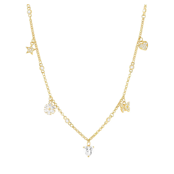 Cubic Zirconia SweetRock Nature Necklace in 22K Yellow Gold Plated Sterling Silver Conti Jewelers Endwell, NY