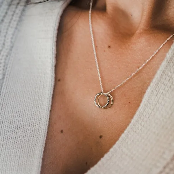 True Friends Necklace in Sterling Silver & Yellow Gold Image 2 Conti Jewelers Endwell, NY