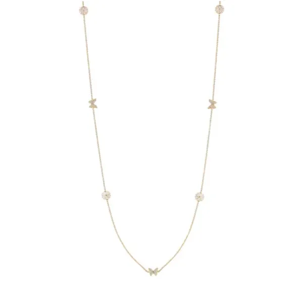 Cubic Zirconia Sweetrock Long Nature Necklace in 18K Yellow Gold Plated Sterling Silver Image 2 Conti Jewelers Endwell, NY