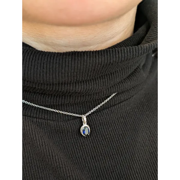 Lab-Grown Blue Sapphire Birthstone Necklace in Sterling Silver Image 2 Conti Jewelers Endwell, NY