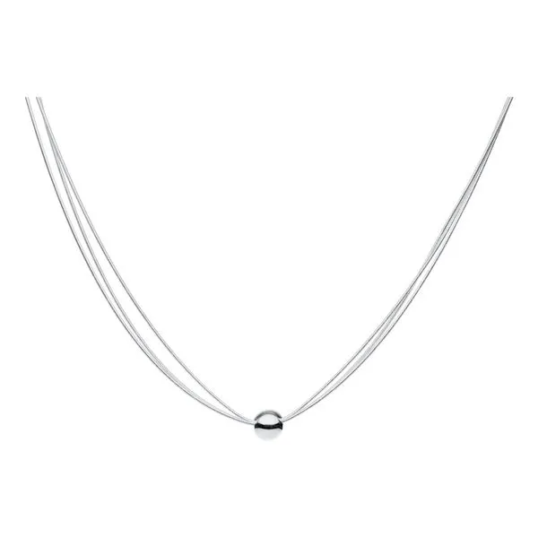 3 Strand 1 Bead Necklace in Sterling Silver, 16-18