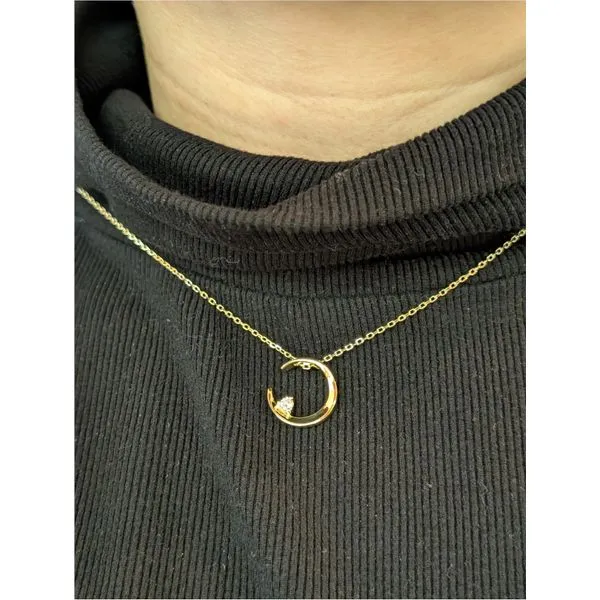 0.11cttw Simulated Diamond Crescent Moon Necklace in Yellow Gold Image 2 Conti Jewelers Endwell, NY