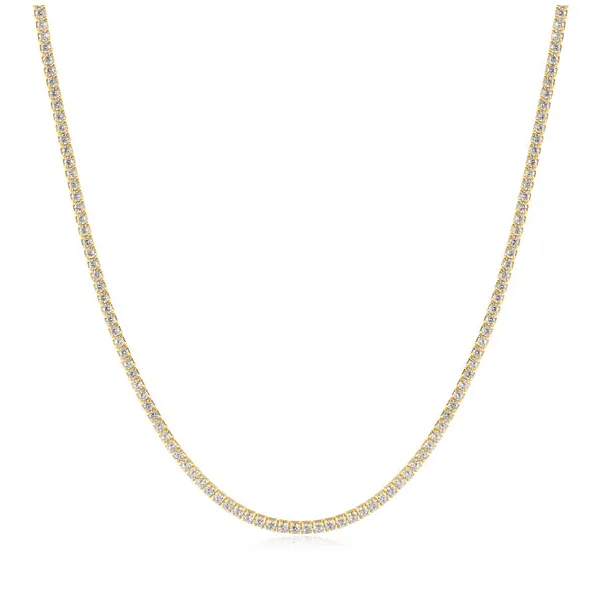 Sterling Silver Gold Plated CZ Pavé Tennis Necklace Conti Jewelers Endwell, NY