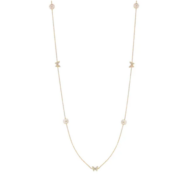 Cubic Zirconia Sweetrock Long Nature Necklace in 18K Yellow Gold Plated Sterling Silver Image 2 Conti Jewelers Endwell, NY