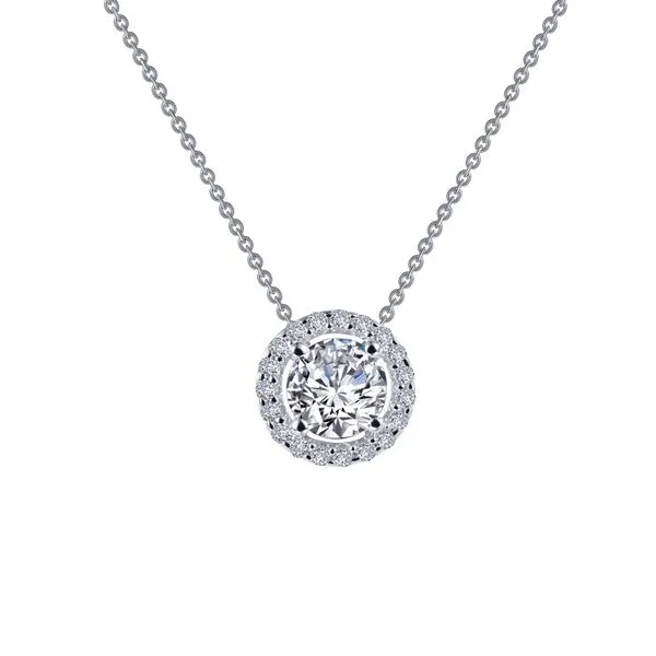 0.62 CTW SS Round Halo Necklace Conti Jewelers Endwell, NY