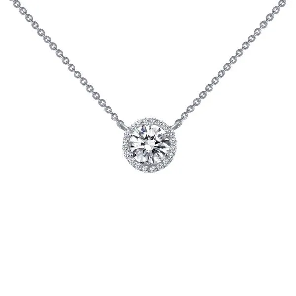 1.23cttw CZ SS Halo Necklace Conti Jewelers Endwell, NY