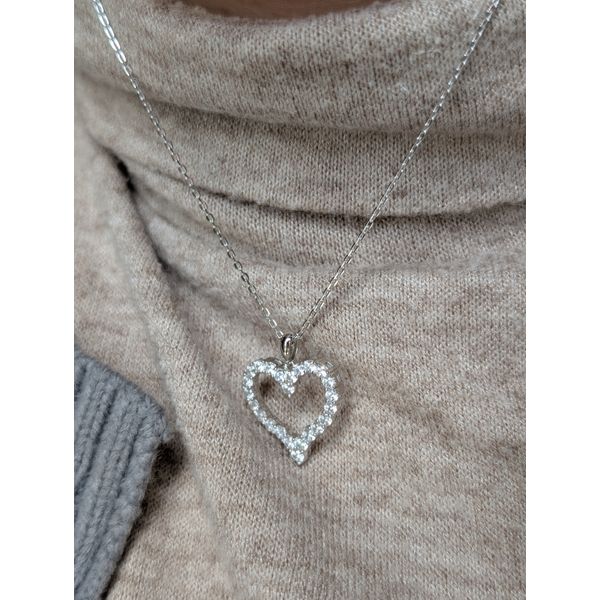 SS CZ Open Heart Pendant Necklace Image 2 Conti Jewelers Endwell, NY